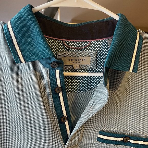 Ted Baker Collared Polo Shirt - Blue/Size 3 (Medium) - Picture 2 of 3